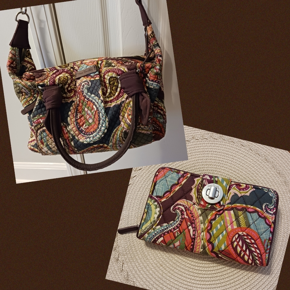 🍂Vera Bradley Heirloom Paisley Hadley Satchel and Turn-lock Wallet Bundle